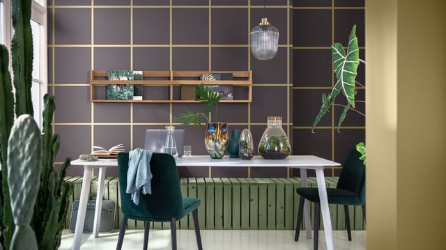 Hoe schilder je een ruitpatroon op een muur met de Flexa Kleur van het Jaar | Flexa